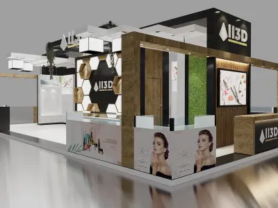 Exhibition Stand Stall Four Side Open 12X7 3D model