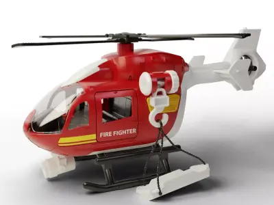 Firefighter Rescue Helicopter - Red Color Helicopter Printable  3D model