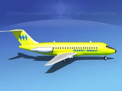Douglas DC-9-15 Hughes Air West 3D model