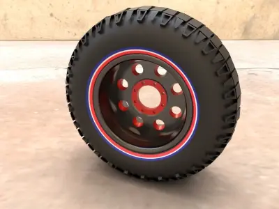 LSMW-0111 Military Truck Wheel Low-poly 3D model 3D model