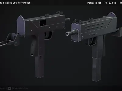 Low-poly Ingram Mac10 Low-poly 3D model