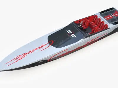 Cigarette Boat 515 Red 3D model