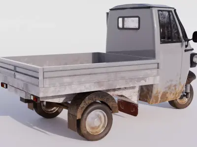 Piaggio Ape 3 Wheel Pickup Realistic Versatile 3D Model  Low-poly 3D model