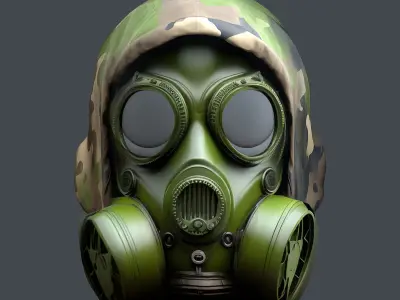 Gas mask helmet 3d model military combat Low-poly 3D model