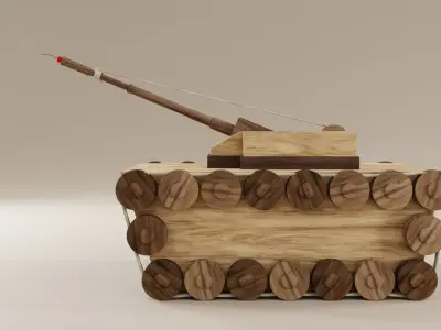 Wooden Toy Tank - Blender 3D Model Low-poly 3D model