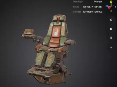 Industrial Mech Cockpit Chair Low-poly 3D model