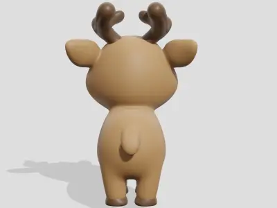 Cute cartoon brown deer  3D model