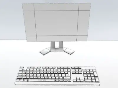 Study and computer table Free low-poly 3D model