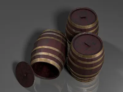 Wood Barrel  Low-poly 3D model purchase