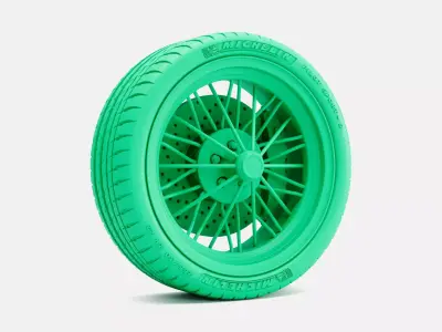 22x9 Texan Wire Wheel Michelin Pilot Sport 4S Tire 3D print model