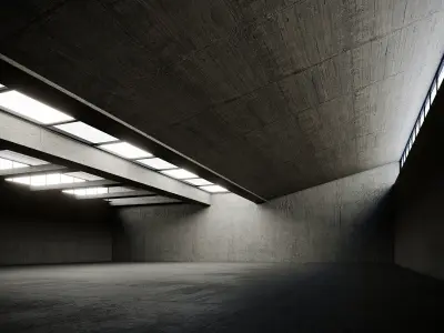 Low poly interior hangar Low-poly 3D model