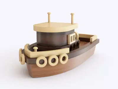 Wooden toy ship 04 3D model