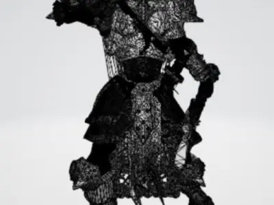 Crusaider silhouette of man in armor 3D model