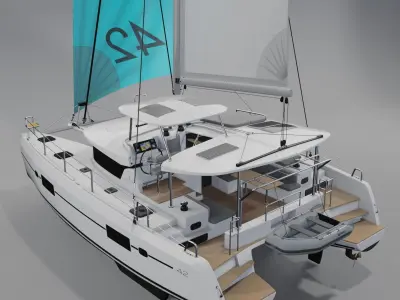 Lagoon 42 Catamaran 3D Model PBR Rendering 2025 3D model