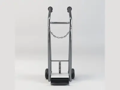 Industrial Stainless Steel Oxygen Cylinder Trolley Low-poly 3D model