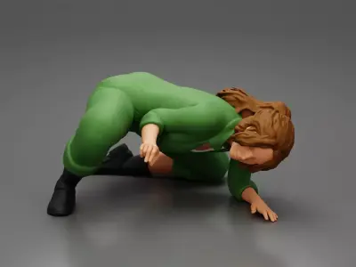 mechanic woman lying under the car 3D print model
