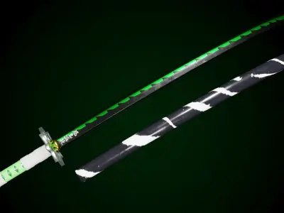 Demon Slayer Sanemi Shinazugawa Green Sword Low-poly 3D model