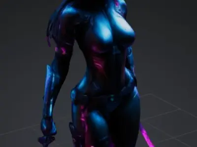 Cyberpunk Ninja 3D Model Low-poly 3D model