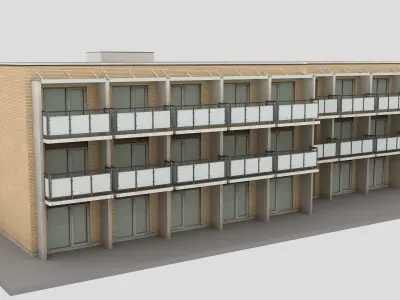 Realistic European City Block Building 26 Low-poly 3D model