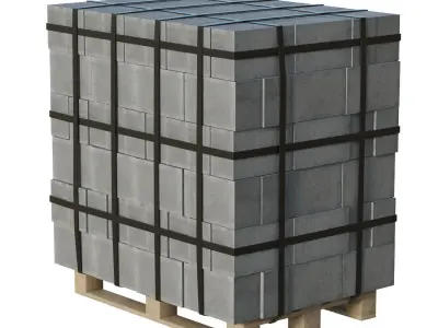Concrete Blocks On Wood Pallet Low-poly 3D model