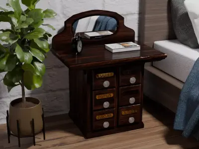 Unique Apothecary Table Nightstand Low-poly 3D model