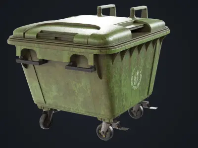 Old Dirty Dustbin All PBR Unity UE Textures Included Low-poly 3D model