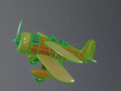 retro biplane 3D model