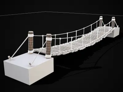 Rustic Wooden Rope Bridge Low-poly 3D model