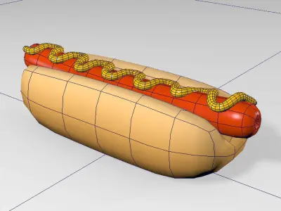 Hotdog Bread Roll Bun Sandwich model 3D model
