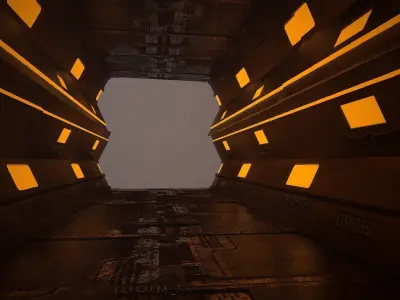Sci-Fi Corridor Low-poly 3D model 3