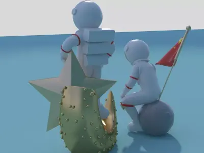 Pop Mart-Astronaut Sculpture Ornament 01 3D model
