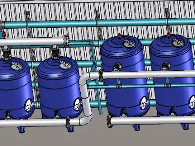 40KL Water Treatment System - Detailed -Editable 3D Model 3D model
