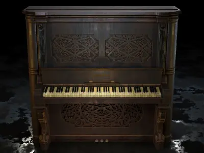 Old Antique Piano 3D model