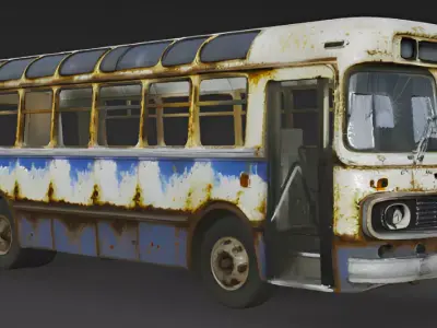 Broken scratched old bus 3d model 3D model
