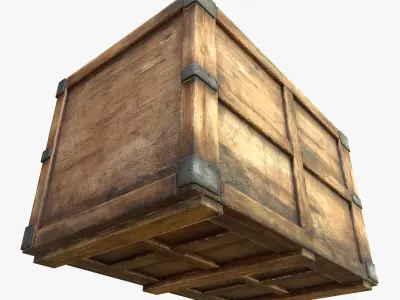 3D Wooden Crate Game Ready PBR Textures Low Poly Low-poly 3D model
