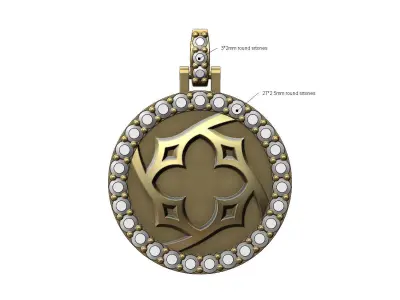 Gothic ornament diamond pendant with bail 3D print model