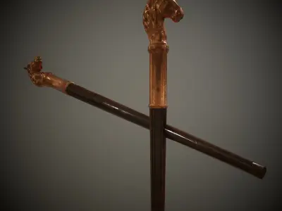 Autority wand-scepter with horse head Low-poly 3D model
