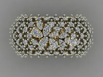 Daimond Pear Ring Band  With Jali  3D Print RIng Model 3D print model