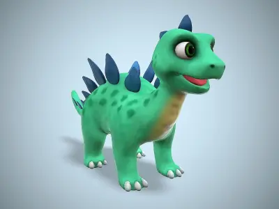 cartoon stego Low-poly 3D model