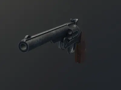 Schofield Revolver GameReady Rigged Animated Low-poly 3D model