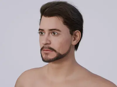 Robert Downey Jr - Celebrity Actress - Classic Side Part Hair Low-poly 3D model