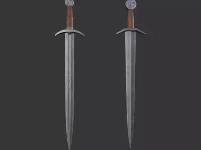 low poly sword two viking swords Free 3D model