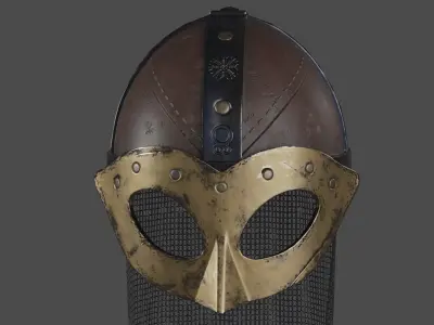 Viking Helmet Low-poly 3D model 4