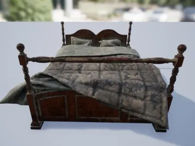 Old Cozy Bed - PBR Low-poly 3D model