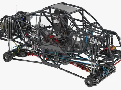 Monster Truck Bigfoot Frame and Engine 3D model