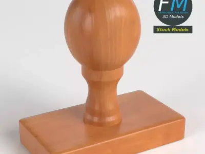 Wooden rubber stamp 3D model