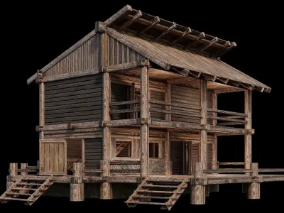 Medieval Houses 17 - 4K Textures Game Ready Low-poly 3D model