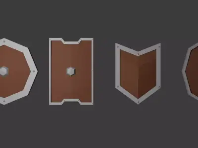 Low poly shields pack 3D model Free low-poly 3D model