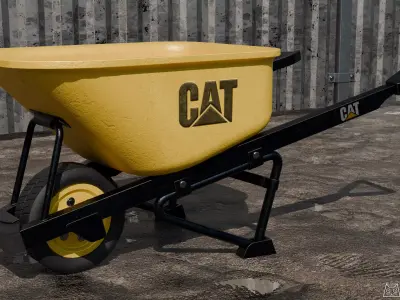 Wheelbarrow Low-poly 3D model 8