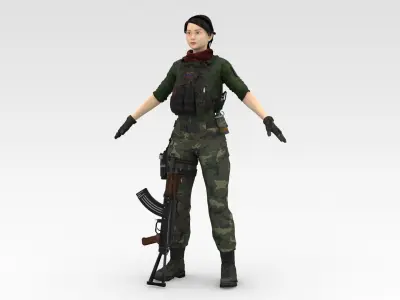 Female Soldier 3D model purchase